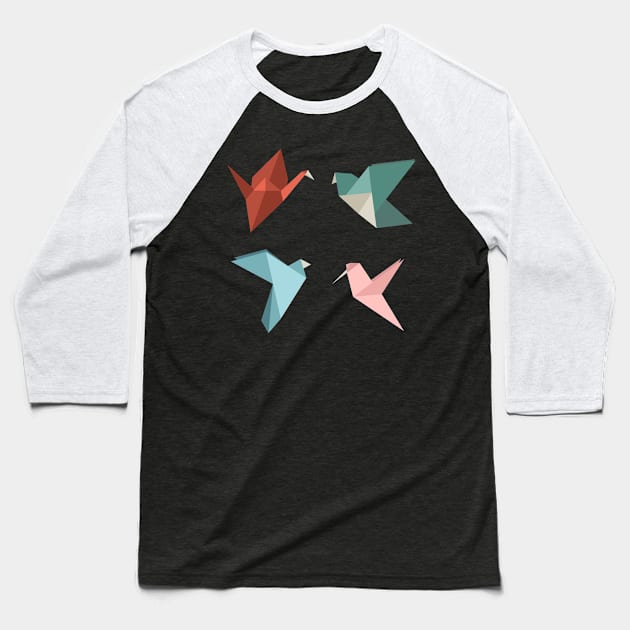 Soft pastel set of origami birds Baseball T-Shirt by TinyFlowerArt